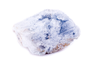 macro mineral celestite stone on a white background