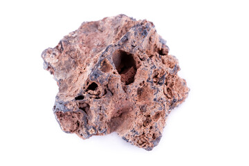 stone macro mineral goethite on a white background