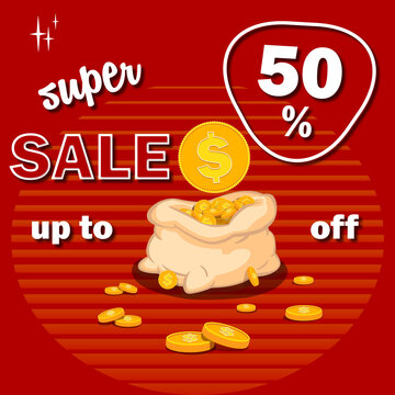 Cartoon Vector Colorful Sale Discount Banner in Illustrator