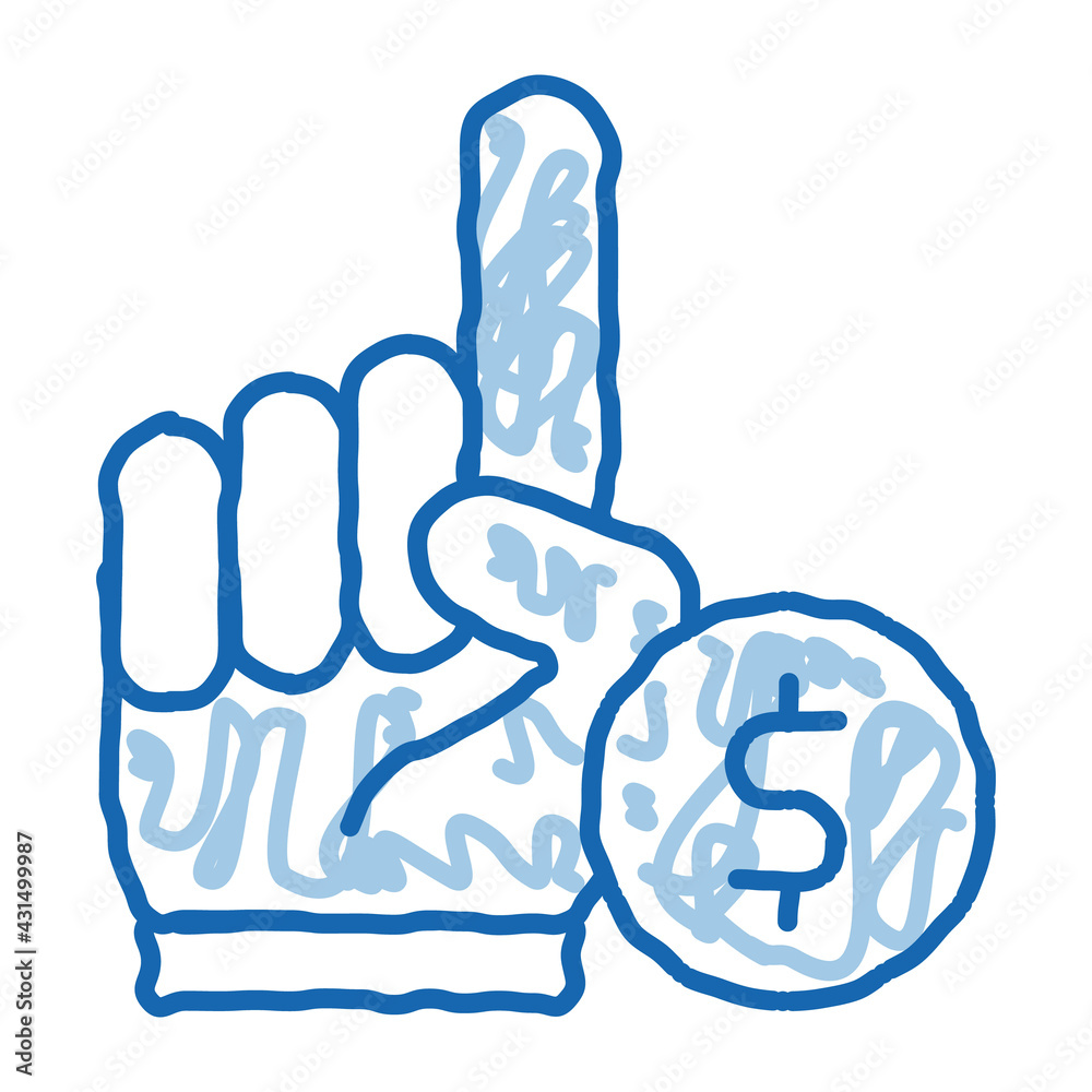 Wall mural Hand Sign Money Betting And Gambling doodle icon hand drawn illustration