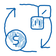 Exchange Sign of Dice for Money Betting And Gambling doodle icon hand drawn illustration