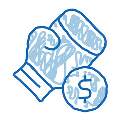 Boxing Hand Sign Betting And Gambling doodle icon hand drawn illustration