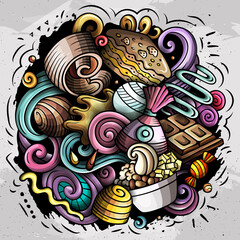 Sweet food vector doodles illustration.