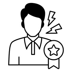 New Talent Concept, hrm symbol on white backgorund, strategic human resource planning sign, Rising Star Employee with Electric Charge Vector color Icon design, Talented Worker Stock illustration