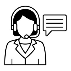 Coordination and Communication Officer Sign, Support agent Concept, hrm symbol on white background, Headphone with mic design vector color Icon, Business Character stock illustartion