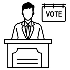 Candidate Vote Concept, hrm symbol on white background, employee union  and politics vector color icon design, business character stock illustration