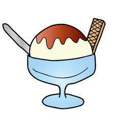 ウエハース付きアイスのイラスト