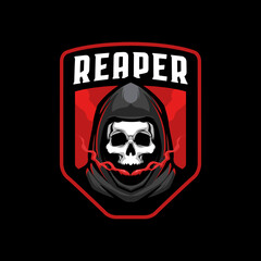 Reaper skull mascot logo