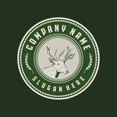 Deer head vintage circle badge logo