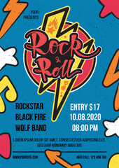 Rock and roll advertising label poster vector