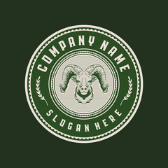 Goat head vintage circle badge logo