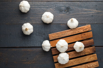 Garlic on wooden table