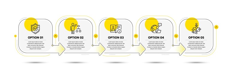 Algorithm, Technical algorithm and Block diagram line icons set. Timeline process flowchart. Confirmed sign. Developers job, Project doc, Accepted message. Education set. Vector