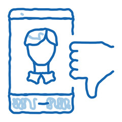 Dislike Avatar Male doodle icon hand drawn illustration