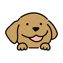 笑顔のダックスフントの顔のイラスト
