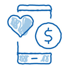 Money doodle icon hand drawn illustration