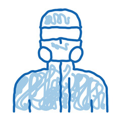 Human in Protective Mask doodle icon hand drawn illustration