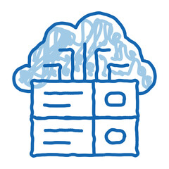 Voip Cloud Digital System doodle icon hand drawn illustration