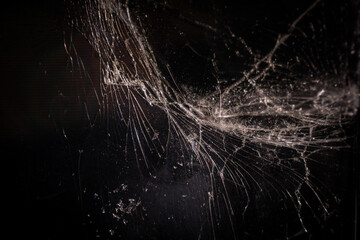 Broken led screen hit by a hammer. The concept of hatred of television.