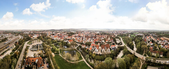 Drohnenaufnahme Panorama von der Stadt Crailsheim