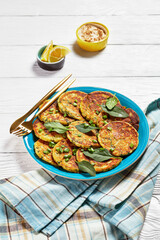 vegan chickpea spinach pancakes on a plate
