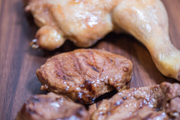 Closeup carnivore diet. Meat heal idea. Plant-free. Non-vegan. Healthy nutrition food.