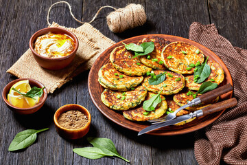 vegan chickpea spinach pancakes on a plate