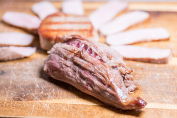 Closeup carnivore diet. Meat heal idea. Plant-free. Non-vegan. Healthy nutrition food.