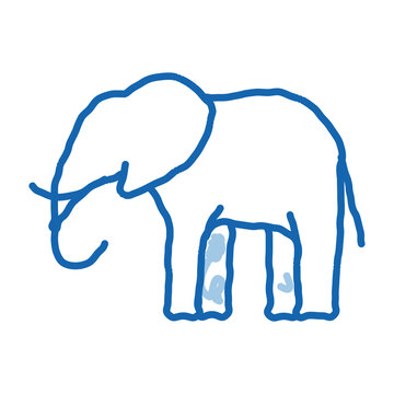 Elephant doodle icon hand drawn illustration