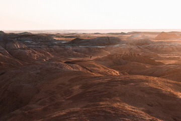 Red desert in Asia, Martian view background, desert and small canyon 