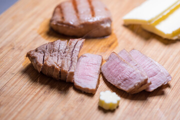 Closeup carnivore diet. Meat heal idea. Plant-free. Non-vegan. Healthy nutrition food.