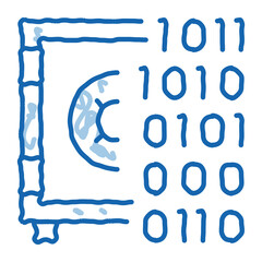 Computer Hacking with Binary Code doodle icon hand drawn illustration