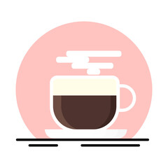 Cup of fresh coffee on a white background. Flat style. Decorative design for cafes, posters, banners, flyers. Vector illustration.