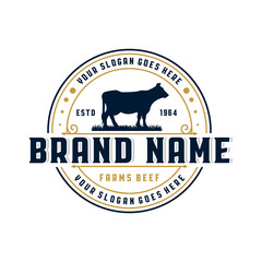 Beef farm vintage logo