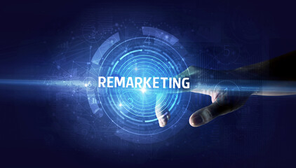 Hand touching business concept button