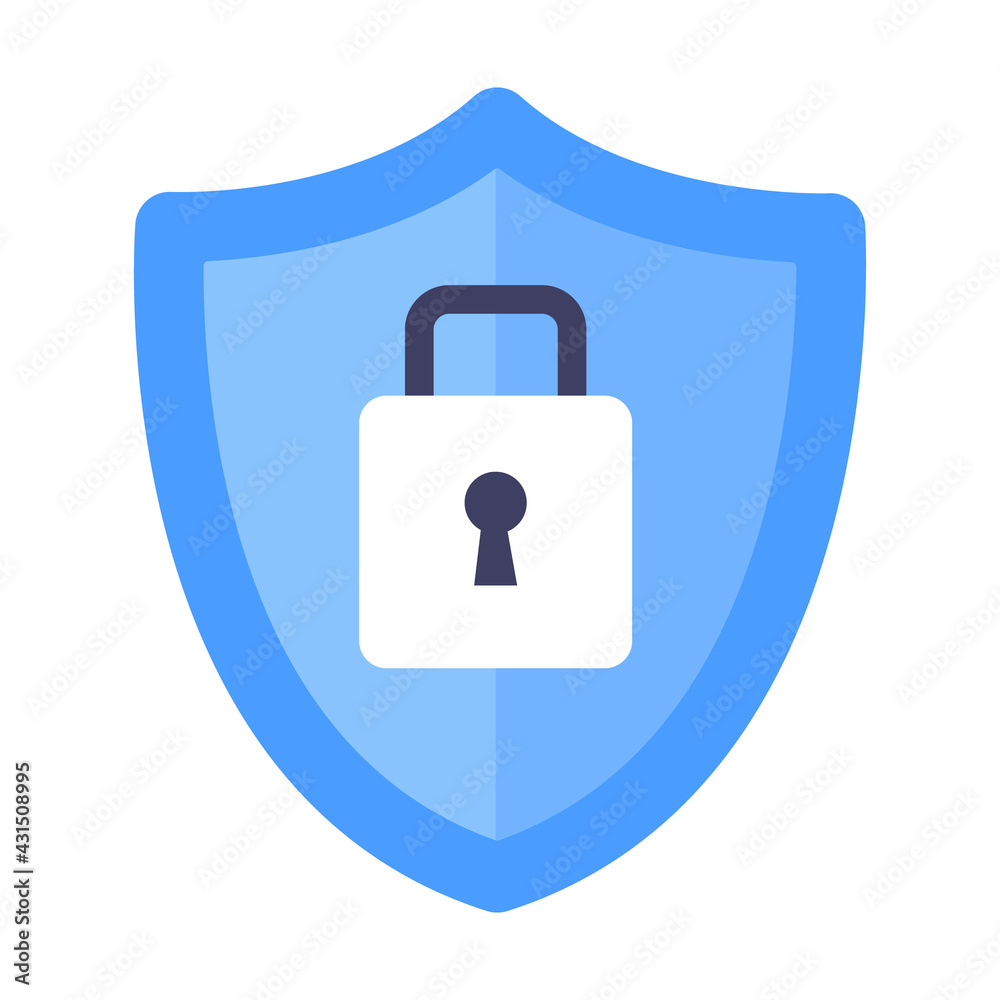 Wall mural wireless shield vpn wifi icon sign flat design vector illustration. wifi internet signal symbols in 
