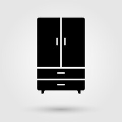 Wooden wardrobe line icon illustration. Bedroom furniture design.