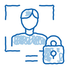 Human Lock Security doodle icon hand drawn illustration