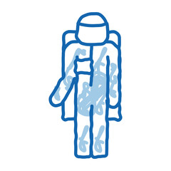 Astronaut Cosmic Suit doodle icon hand drawn illustration