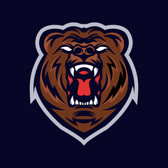 Grizzly bear head mascot logo