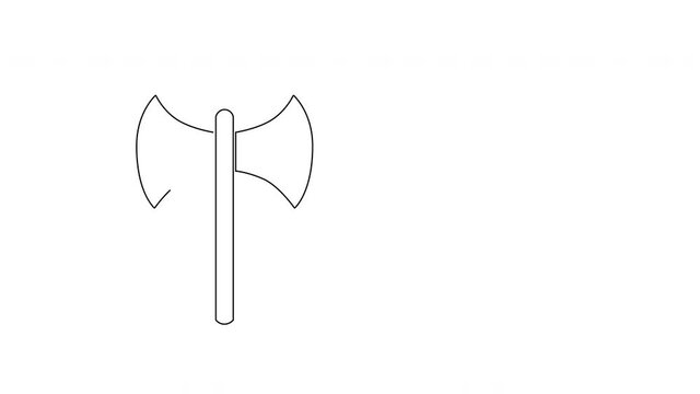 Double axe, labrys, war and homosexual symbol. Self drawing animation, line art.