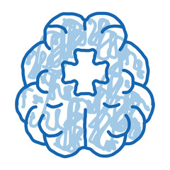 Brain And Medical Cross doodle icon hand drawn illustration