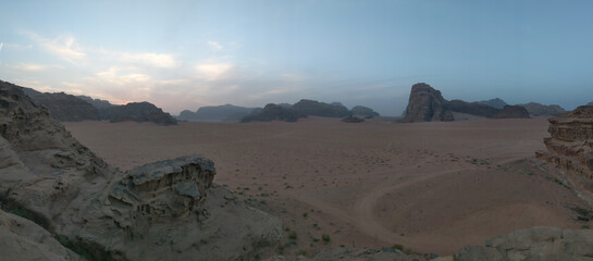 Fototapeta na wymiar Panorama of Wadi Rum, Jordan