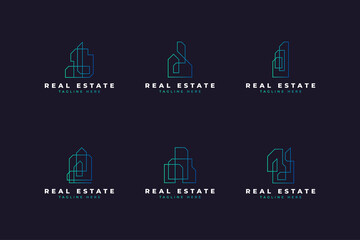 Naklejka premium Set of Real Estate, Building or Construction Logo with Line Style in Modern and Minimalist Concept