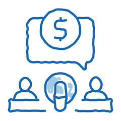 Hosts Microphone Dollar doodle icon hand drawn illustration