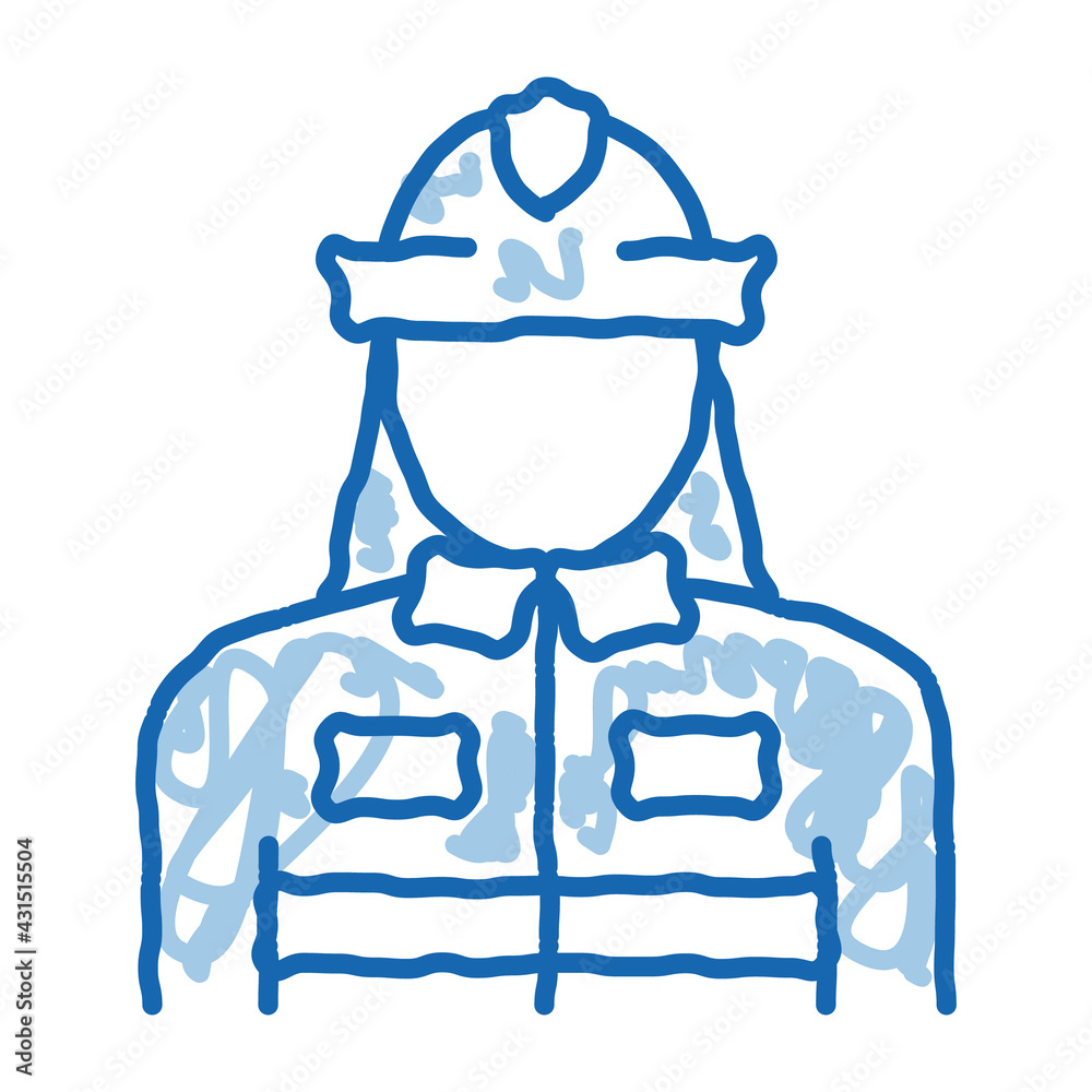 Sticker Firefighter Silhouette doodle icon hand drawn illustration