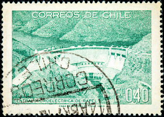 stamp printed in Chile shows Rapel Hydroelectric Plan