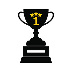Trophy icon, winning cup with star isolated on white background. First place, award bowl. Symbol of success, victory, championship. Vector flat line illustration. eps. 10