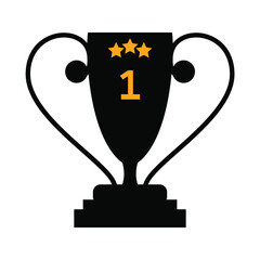 Trophy icon, winning cup with star isolated on white background. First place, award bowl. Symbol of success, victory, championship. Vector flat line illustration. eps. 10