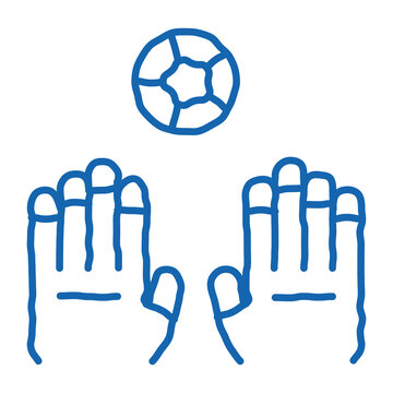 Goalkeeper Catches Ball doodle icon hand drawn illustration